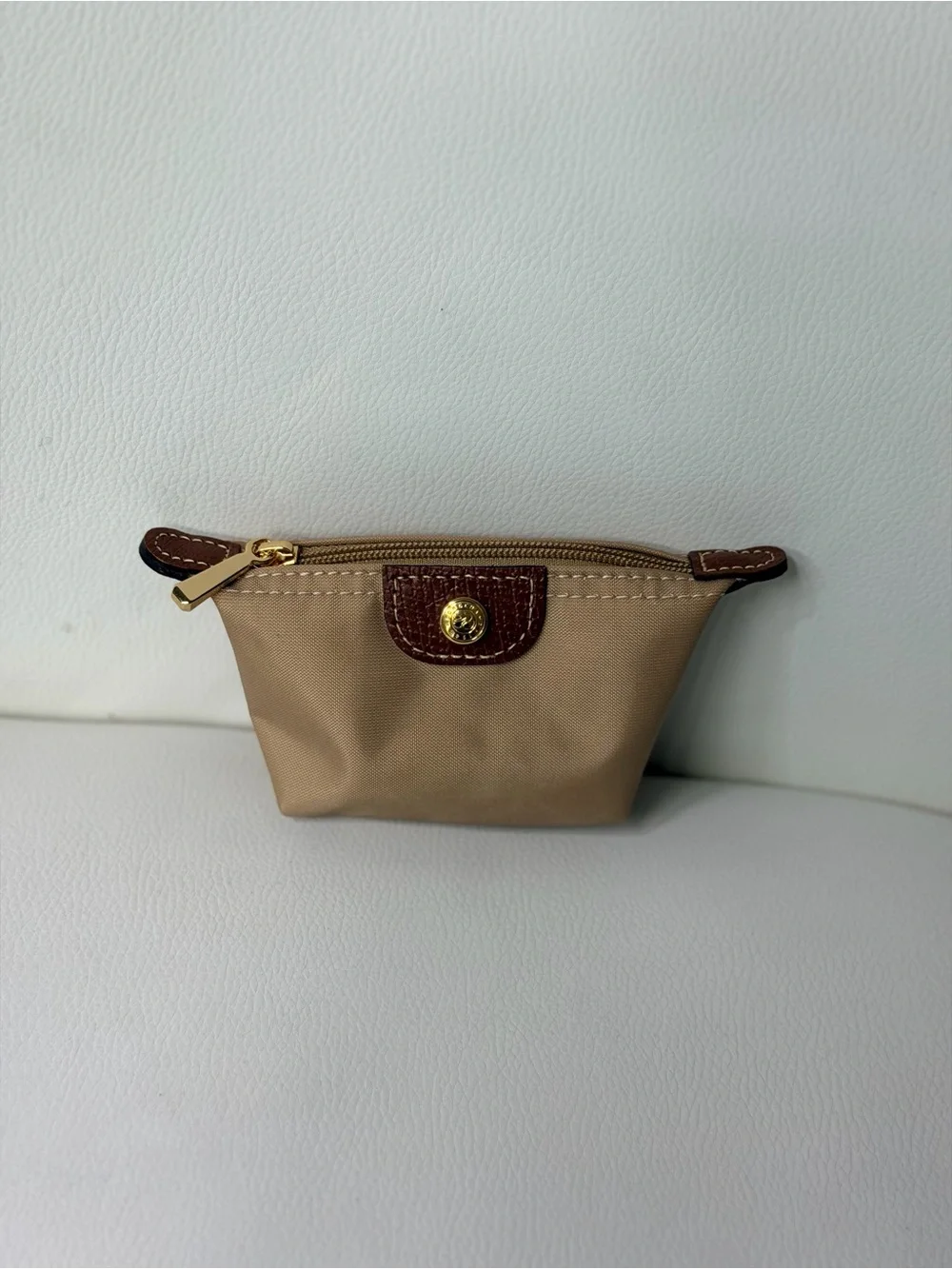 NWOT Longchamp Le Pliage Original Mini Pouch Coin Purse Beige Desert